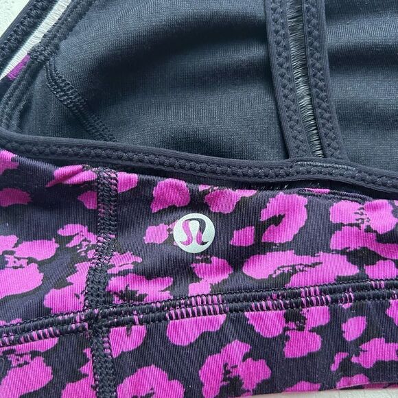 Lululemon Free To Be Wild Bra Pink Black Leopard Print Size 6 - Picture 7 of 7